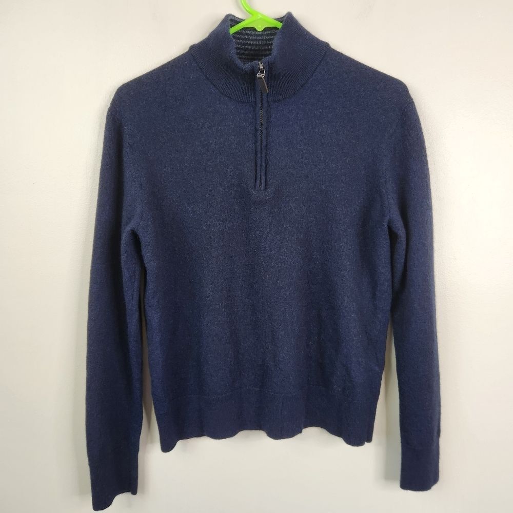 UNTUCKit Mens Long Sleeve Mock Neck 1/4 Zip Merino Wool Sweater L (Shrunken)